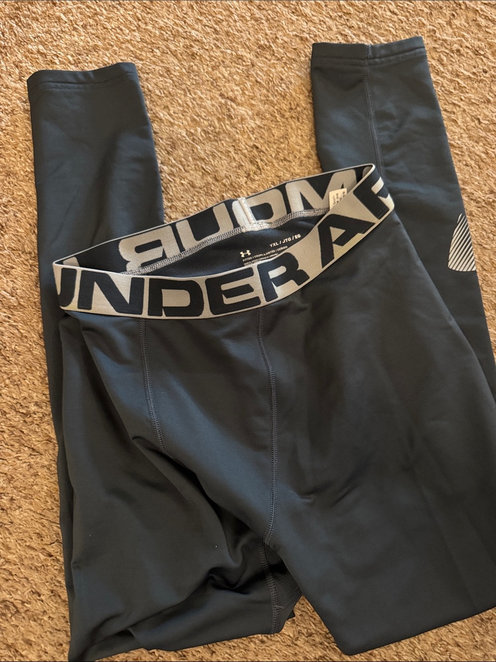 Under Armour Black Leggings with White Logo Waistband